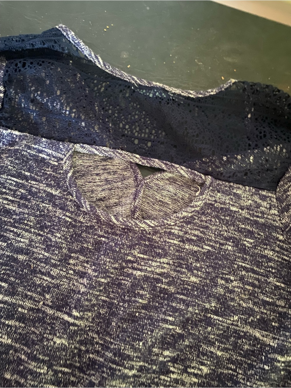 Maurices Marled Gray V-Neck Sweater with Lace Yoke - Picture 4 of 4